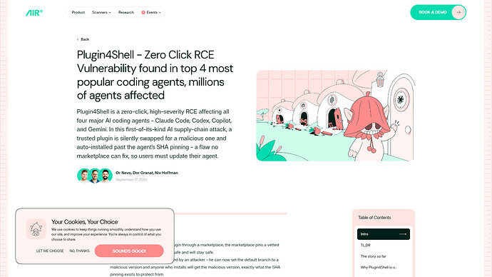 AIR Security 研究报告《Plugin4Shell – Zero Click RCE Vulnerability found in top 4 most popular coding agents》（2026-09-17）